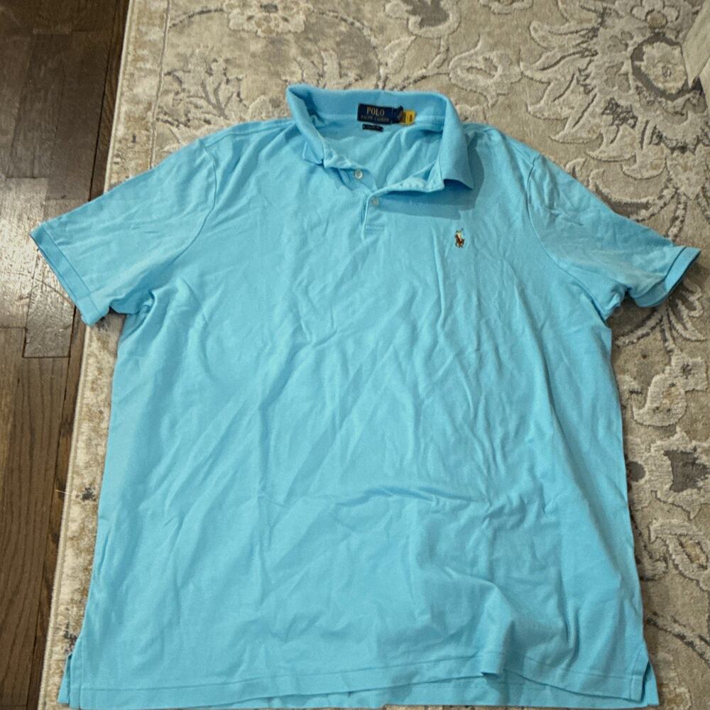Polo Ralph Lauren Men’s Polo Shirt 2XL Regular Blue Classic Fit Solid Logo